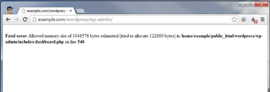 wp terminal error out of memory